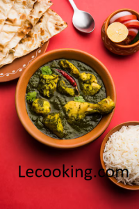 palak spinach chicken murg saagwala served bowl with naan rice 466689 37903