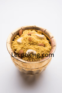 churma popular indian delicacy coarsely ground wheat crushed cooked with ghee sugar garnished with dry fruits bowl moody background selective focus 466689 18463