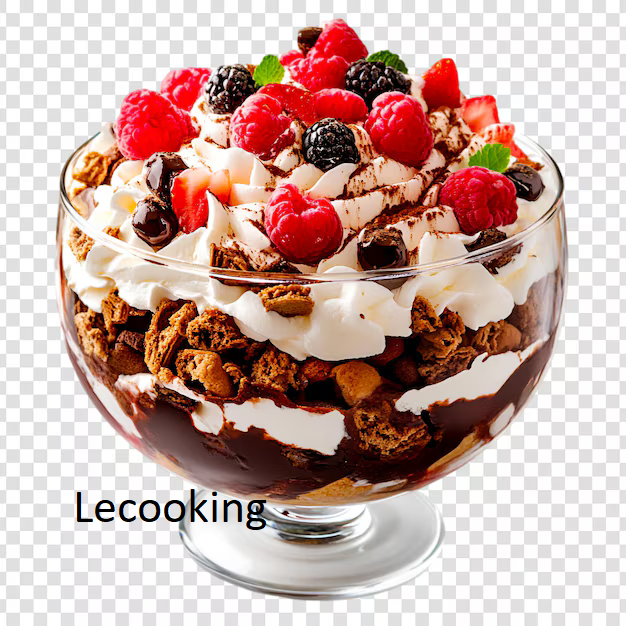 delicious dessert layered with whipped cream chocolate berries 84443 42195