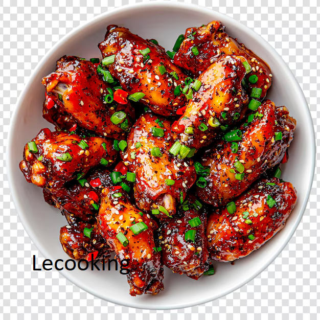 delicious glazed chicken wings sesame seeds green onions spicy dish 84443 47617