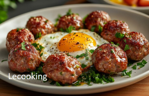 mini meatballs plate with sunny side up egg center 166222 31747